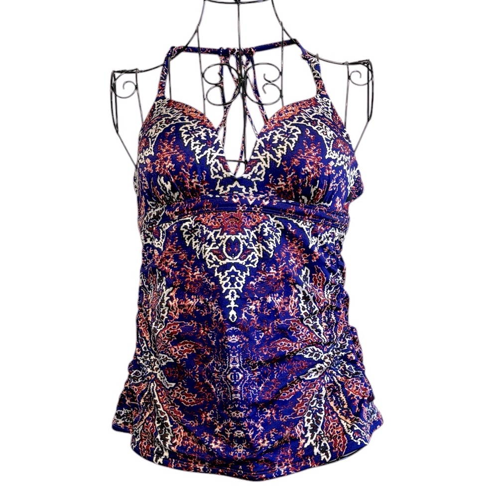 Athleta Aqualuxe Print Molded Tankini Swim Top Paradise Pool Beach Size Small